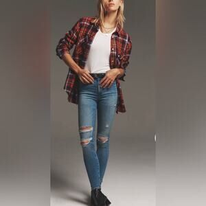 Joe’s Jeans Unisex The Shirt Long Sleeve in Brushed Red Flannel Mens M Womens L